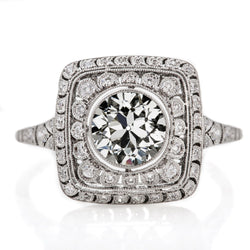 Halo Ring Round Old Miner Natural Earth Mined Diamond Bezel Set 5.25 Carats Milgrain