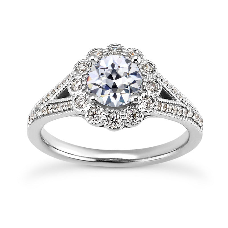 Halo Ring Old Miner Diamond Flower 4.50 Carats