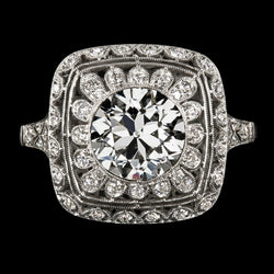 Halo Ring Round Old Miner Diamond Flower Style Women's Jewelry 5 Carats