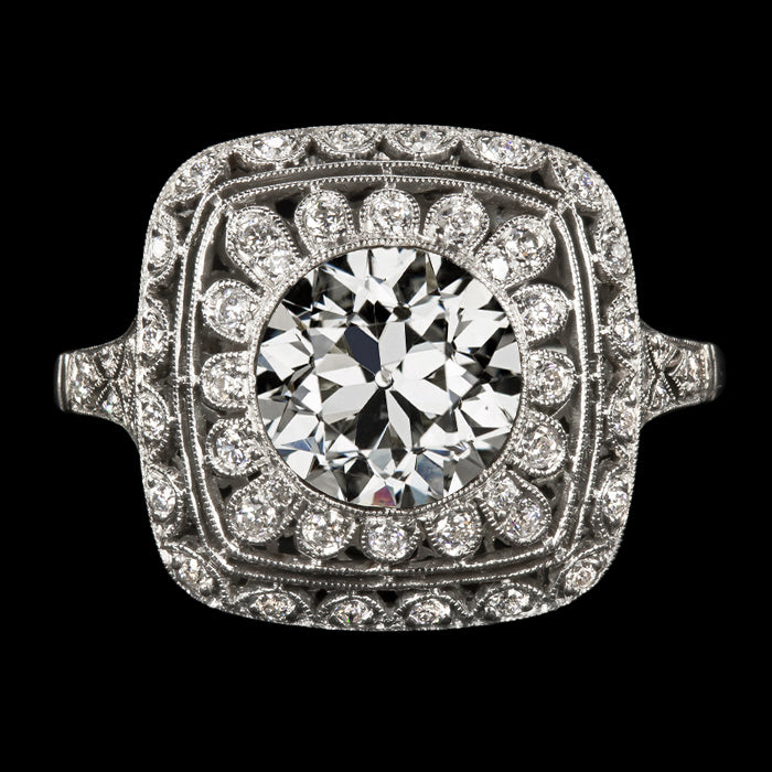 Halo Ring Old Miner Diamond Women's Jewelry