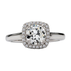 Halo Ring Round Old Miner Natural Earth Mined Diamond Gold 4 Carats