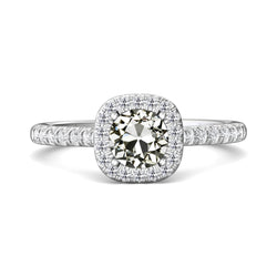 Halo Ring Round Old Miner Natural Earth Mined Diamond Pave Set 14K Gold 3.50 Carats