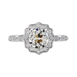 Halo Ring Round Old Miner Natural Earth Mined Diamond Vintage Style Prong Set 4 Carats