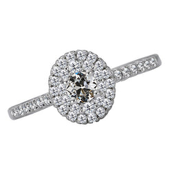 Halo Ring Round Old Miner Diamond White Gold Jewelry 4 Carats