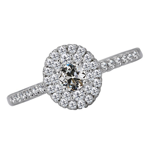 Halo Ring Old Miner Diamond White Gold Jewelry