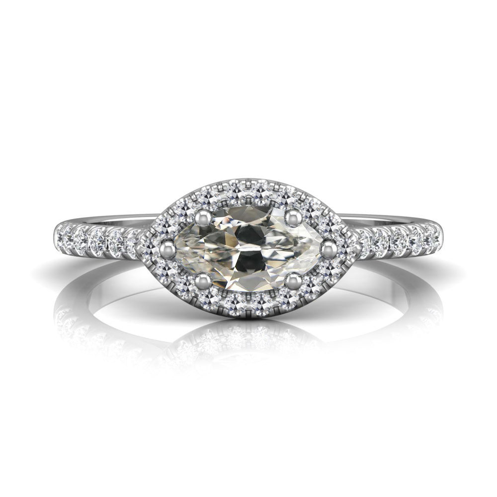 Halo Ring Round & Marquise Old Miner Diamond