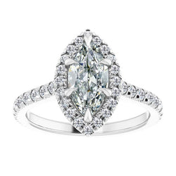 Halo Ring Round & Marquise Old Miner Diamond 6 Prong Set 6 Carats