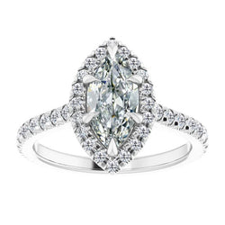 Halo Ring Round & Marquise Old Miner Genuine Natural Earth Mined Diamond 6 Prong Set 6 Carats