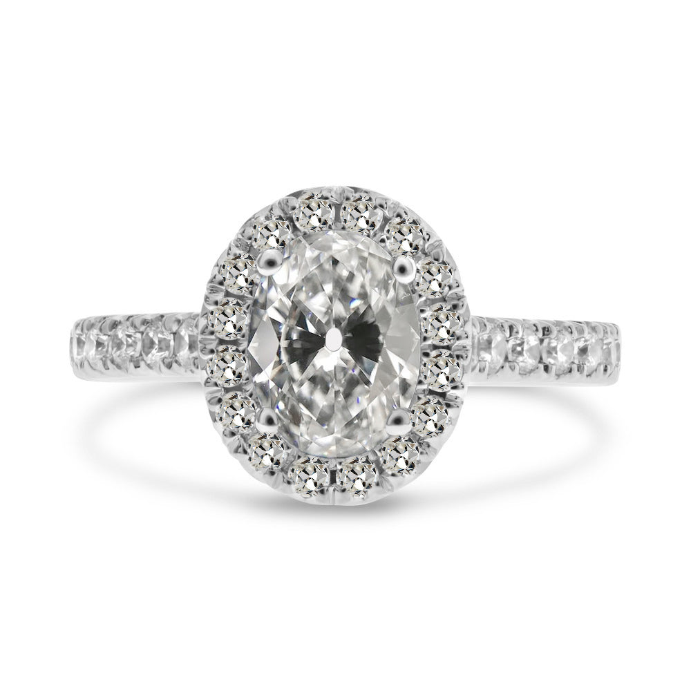 Halo Ring Old Miner European Diamond White Gold