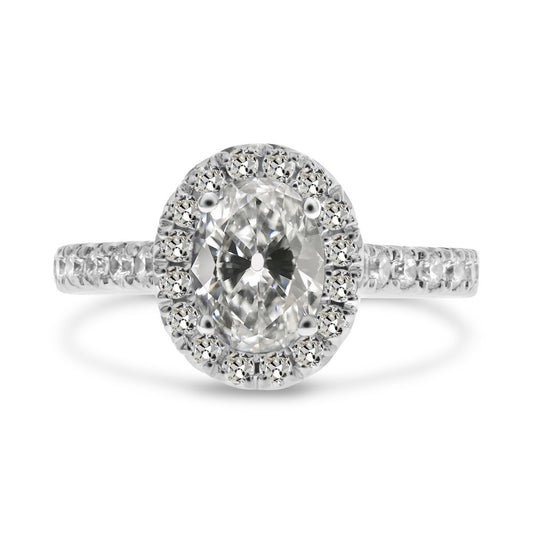 Halo Ring Old Miner European Diamond White Gold