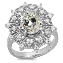 Halo Ring Round & Oval Old Miner Real Natural Earth Mined Diamond Flower Style 9 Carats