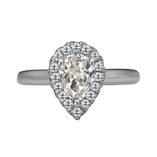 Halo Ring Old Miner Cut Diamond Jewelry
