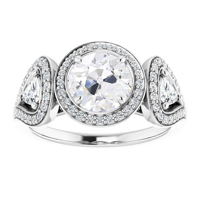Halo Ring Old Miner Diamonds Prong Set