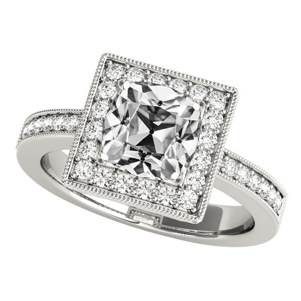 Halo Ring Old Miner Diamond White Gold