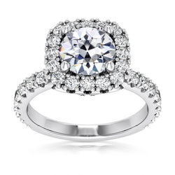 Halo Ring With Accents Old Mine Cut Natural Earth Mined Diamond Fishtail Set 8 Carats