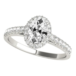 Halo Ring With Accents Oval Old Miner Natural Earth Mined Diamond 5 Carats Jewelry