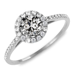 Halo Ring With Accents Round Old Mine Cut Natural Earth Mined Diamond 4.50 Carats