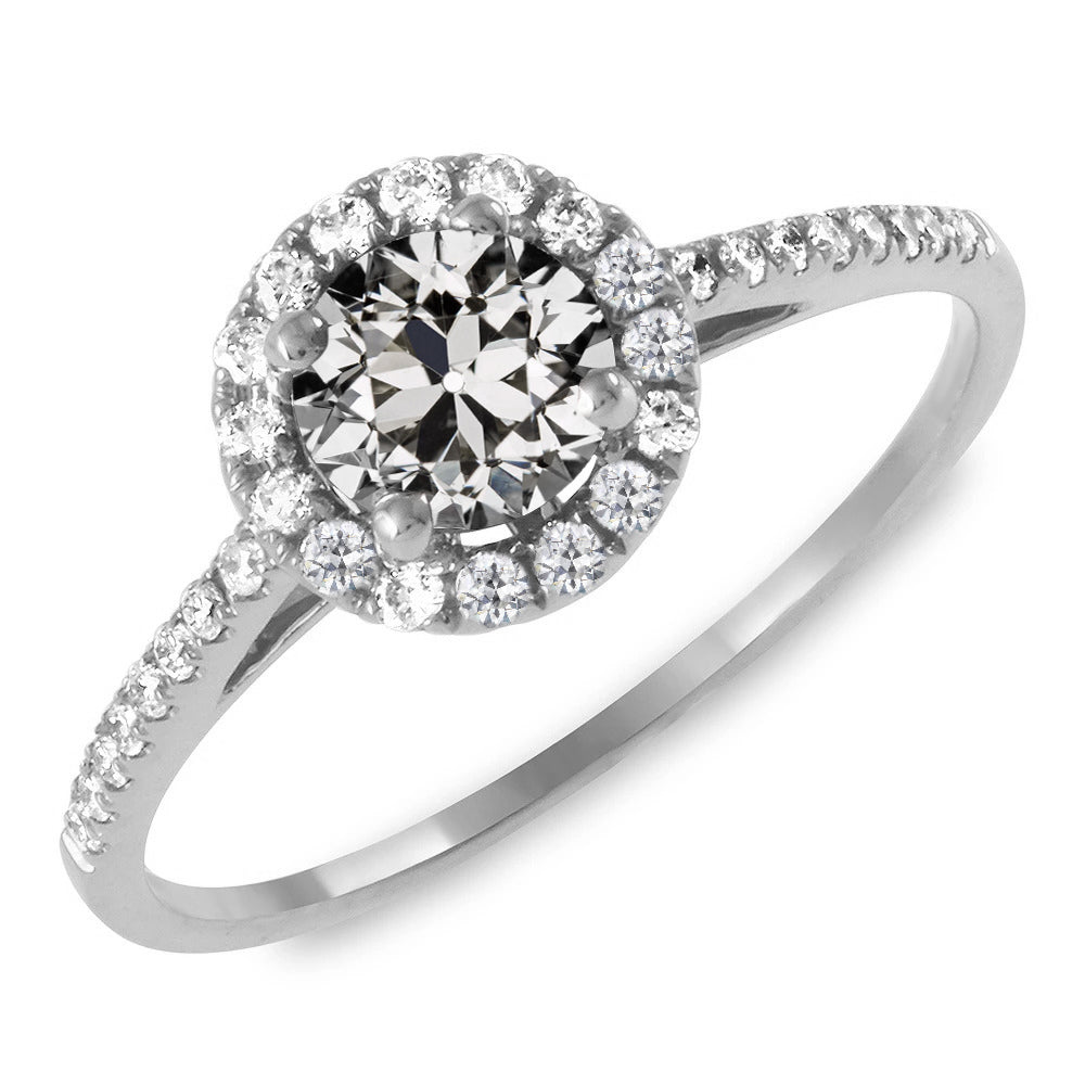 Halo Ring With Accents Round Old Mine Cut Diamond