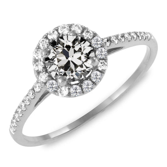 Halo Ring With Accents Round Old Mine Cut Diamond