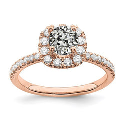Halo Ring With Accents Round Old Miner Natural Earth Mined Diamond 3.25 Carats Rose Gold