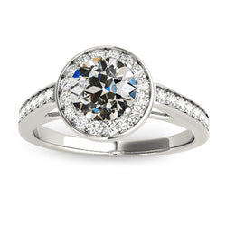 Halo Ring With Accents Round Old Miner Diamond 4 Carats Cathedral Set