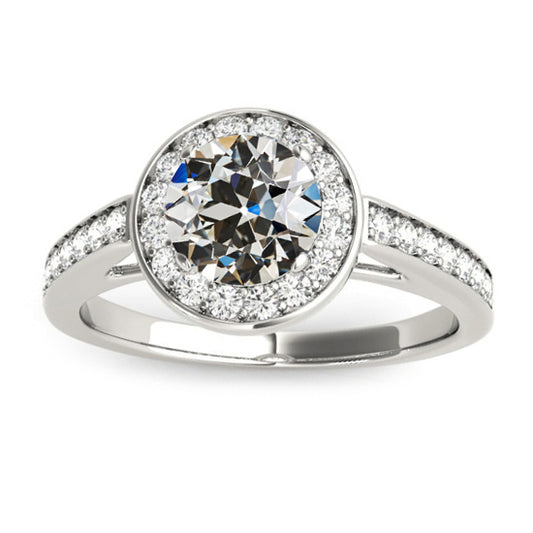 Halo Ring With Accents Old Miner Diamond Cathedral Set