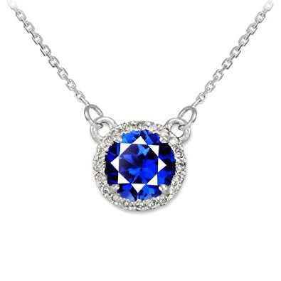 natural round sapphire 1.50ct pendant front view