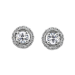 Halo Round Genuine Natural Real Diamond ( Not Lab Grown ) Old Mine Cut Stud Earrings Prong Set 4 Carats