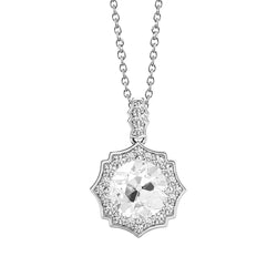 Halo Round Genuine Natural Earth Mined Diamond Pendant Old Mine Cut Prong Set 2.50 Carats