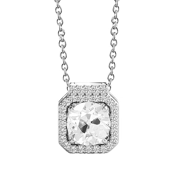 natural round diamond 3ct pendant front view