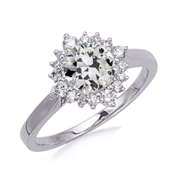 Halo Round Old Cut Natural Earth Mined Diamond Anniversary Ring Flower Style 4 Carats