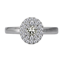 Halo Round Old Cut Natural Earth Mined Diamond Gold Engagement Ring 4 Carats