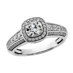 Halo Round Old Cut Natural Earth Mined Diamond Ring 4 Prong Set Gold 3.50 Carats