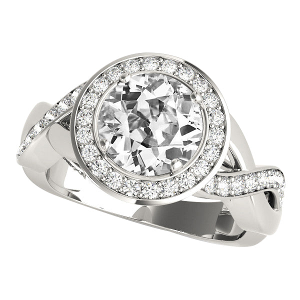 Halo Round Old Miner Diamond Ring