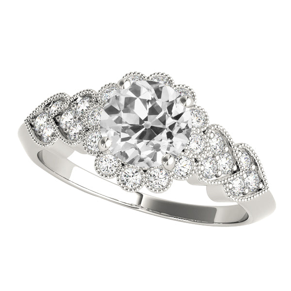 Halo Round Old Cut Diamond Ring