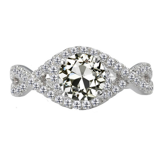 Halo Old Miner Cut Diamond Ring Gold