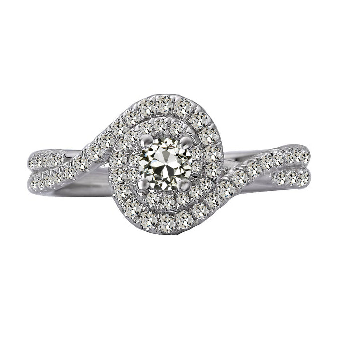 Halo Round Old Cut Diamond Ring