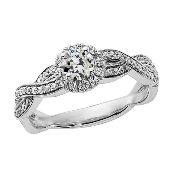 Halo Round Old Cut Diamond Ring