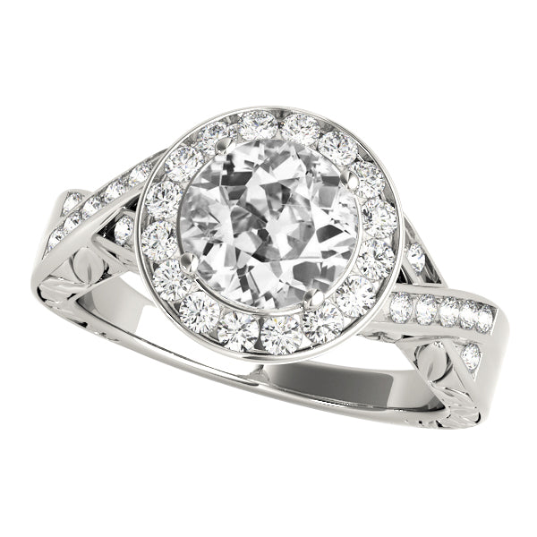 Halo Round Old Miner Diamond Ring Jewelry