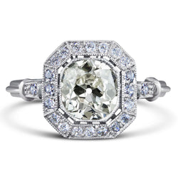 Halo Round Old Cut Natural Earth Mined Diamond Ring Vintage Style Gold 4.75 Carats