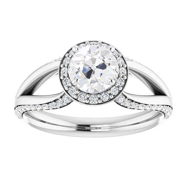 Halo Round Old Cut Diamond Ring