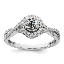 Halo Round Old Cut Diamond Wedding Ring Twisted Shank 3.50 Carats