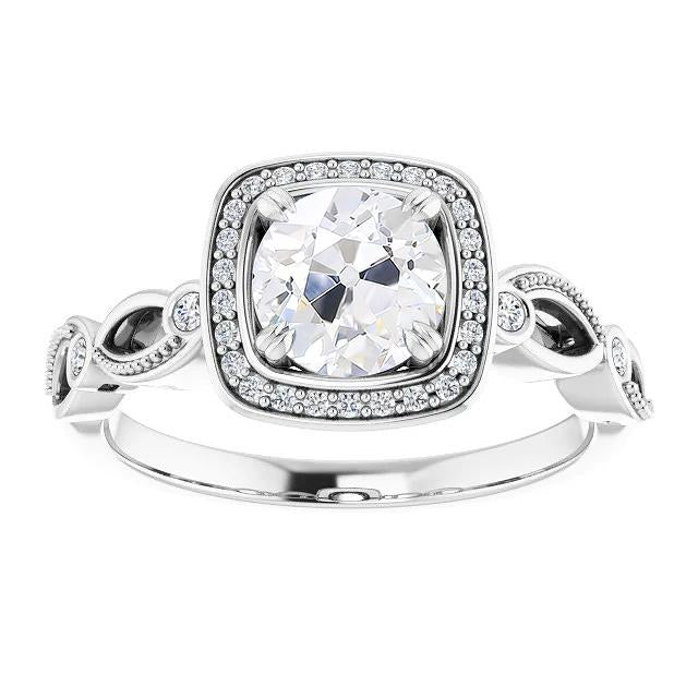 Halo Old Cut & Black Diamond Lady's Ring 