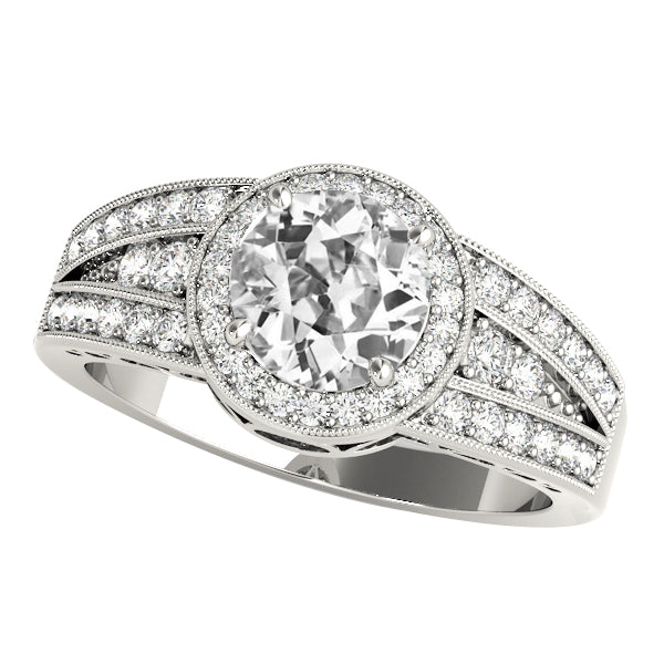 Halo Round Old Miner Diamond Ring