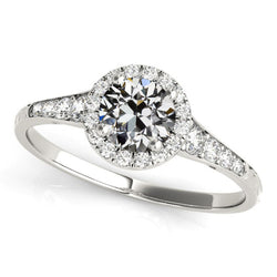 Halo Round Old European Diamond Ring With Accents 4 Carats
