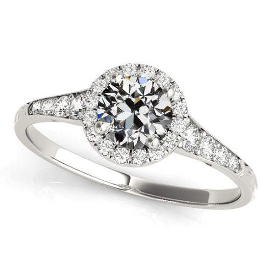 Halo Round Old European Diamond Ring