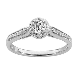 Halo Round Old Mine Cut Diamond Accented Ring Prong Set 2.75 Carats