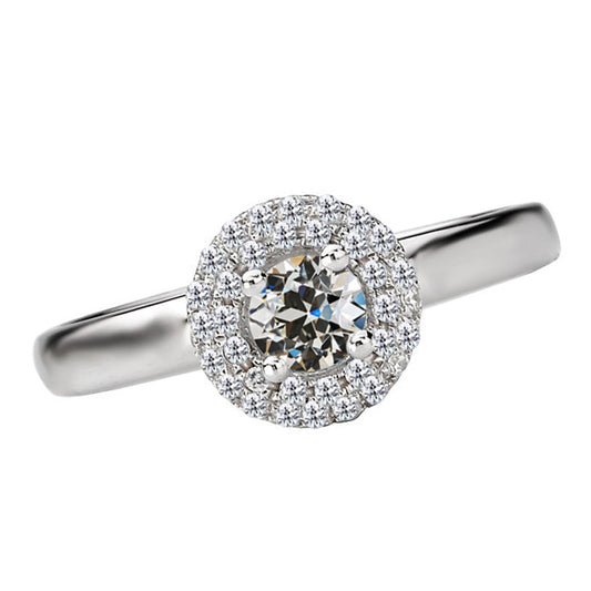 Halo Old Miner Cut Diamond Ring Gold Jewelry