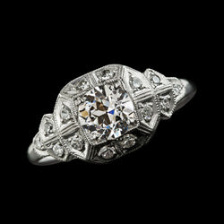 Halo Round Old Mine Cut Natural Earth Mined Diamond Ring 3 Carats White Gold 14K