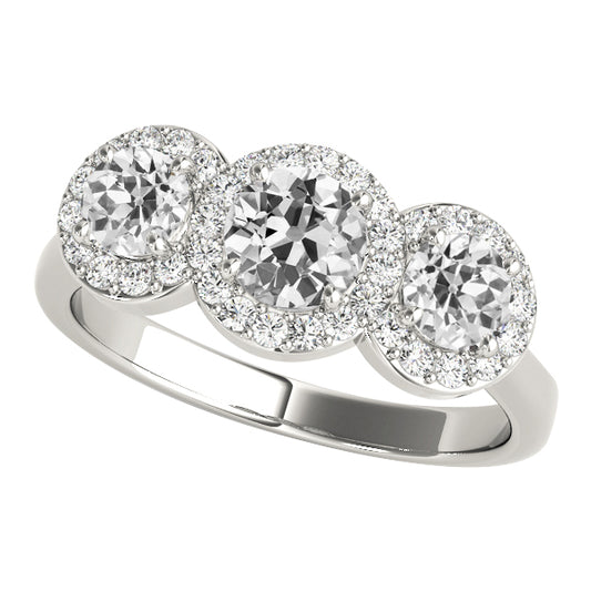 Halo Round Old Miner Diamond Ring